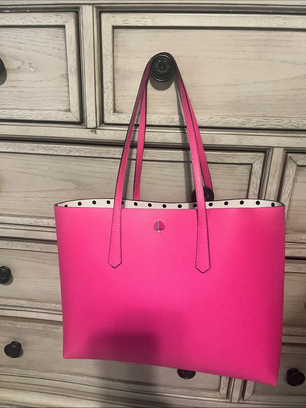 kate spade Hot Pink Tote with Polka Dot Lining